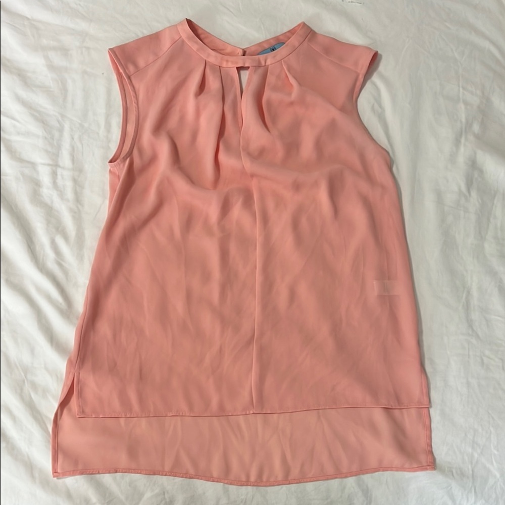 CeCe Pink Blouse with Pleated Neckline